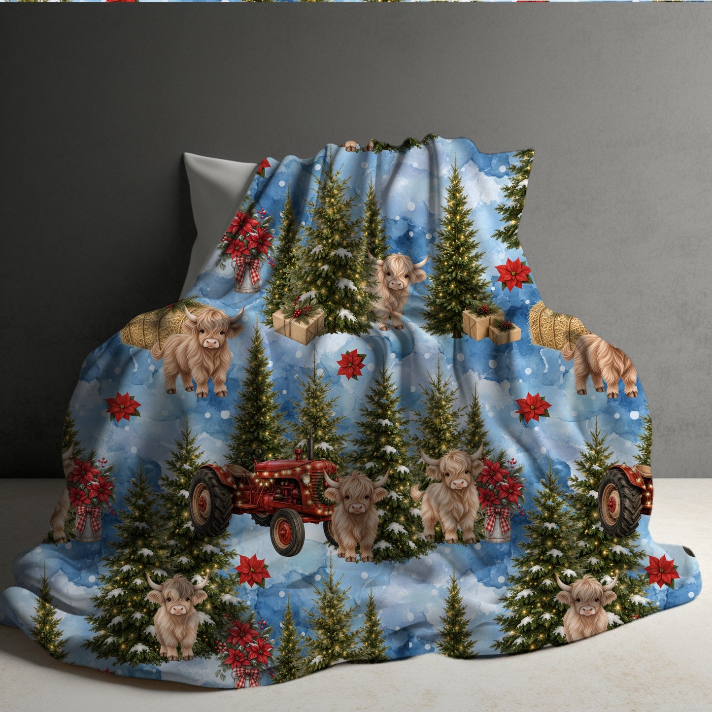 Blanket Christmas #35 - Farm Tree Highland Cow - PREORDER