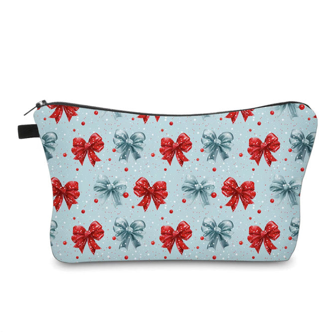 Pouch - Christmas - Blue Red Bow