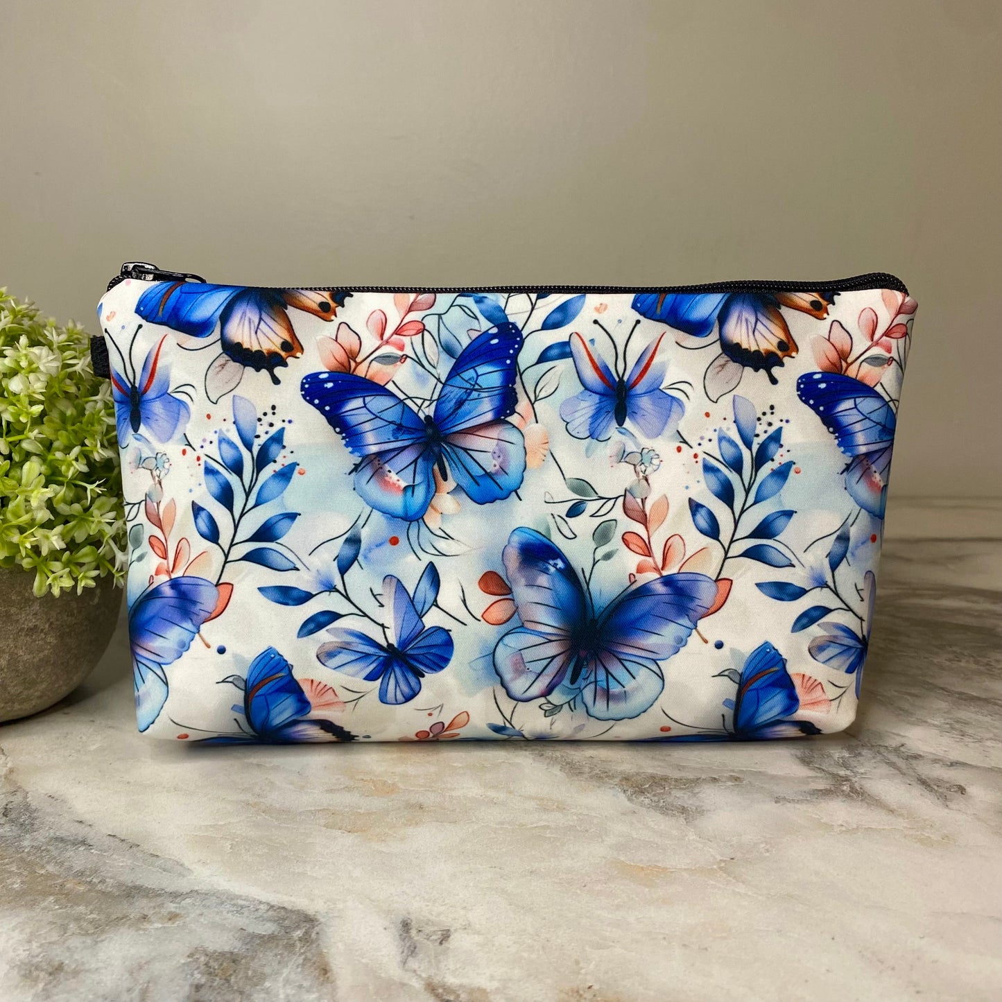 Pouch - Butterfly Blue Leaves