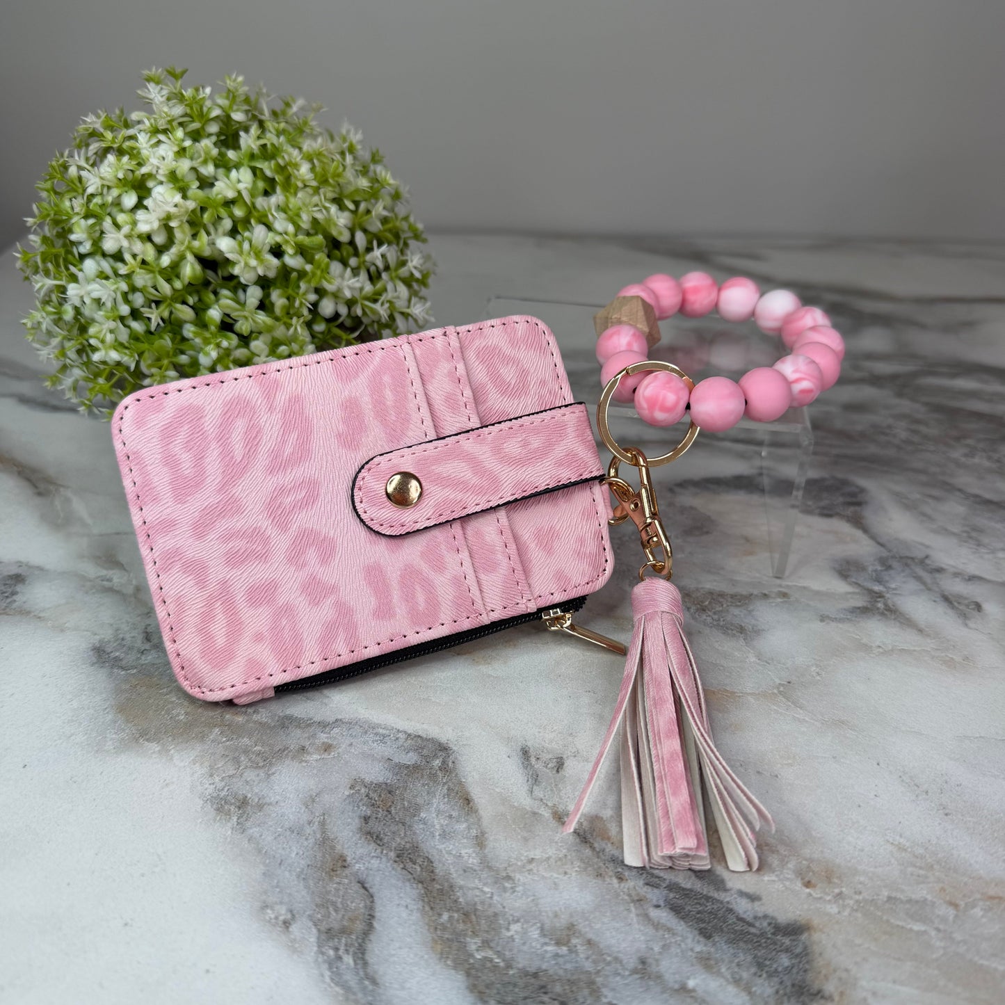 Bracelet Keychain & Card Holder Wallet - Animal Print