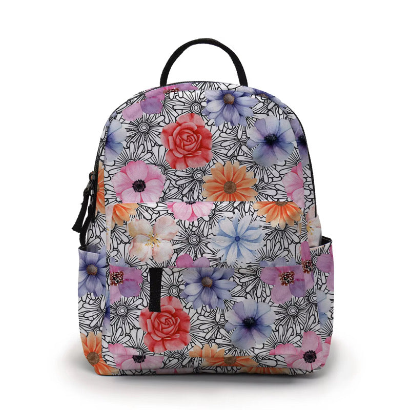 Mini Backpack - Floral Black & White
