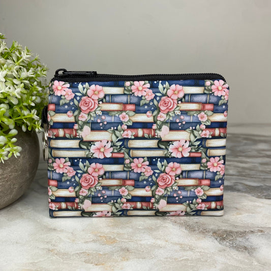 Mini Pouch - Books All Over Navy Floral