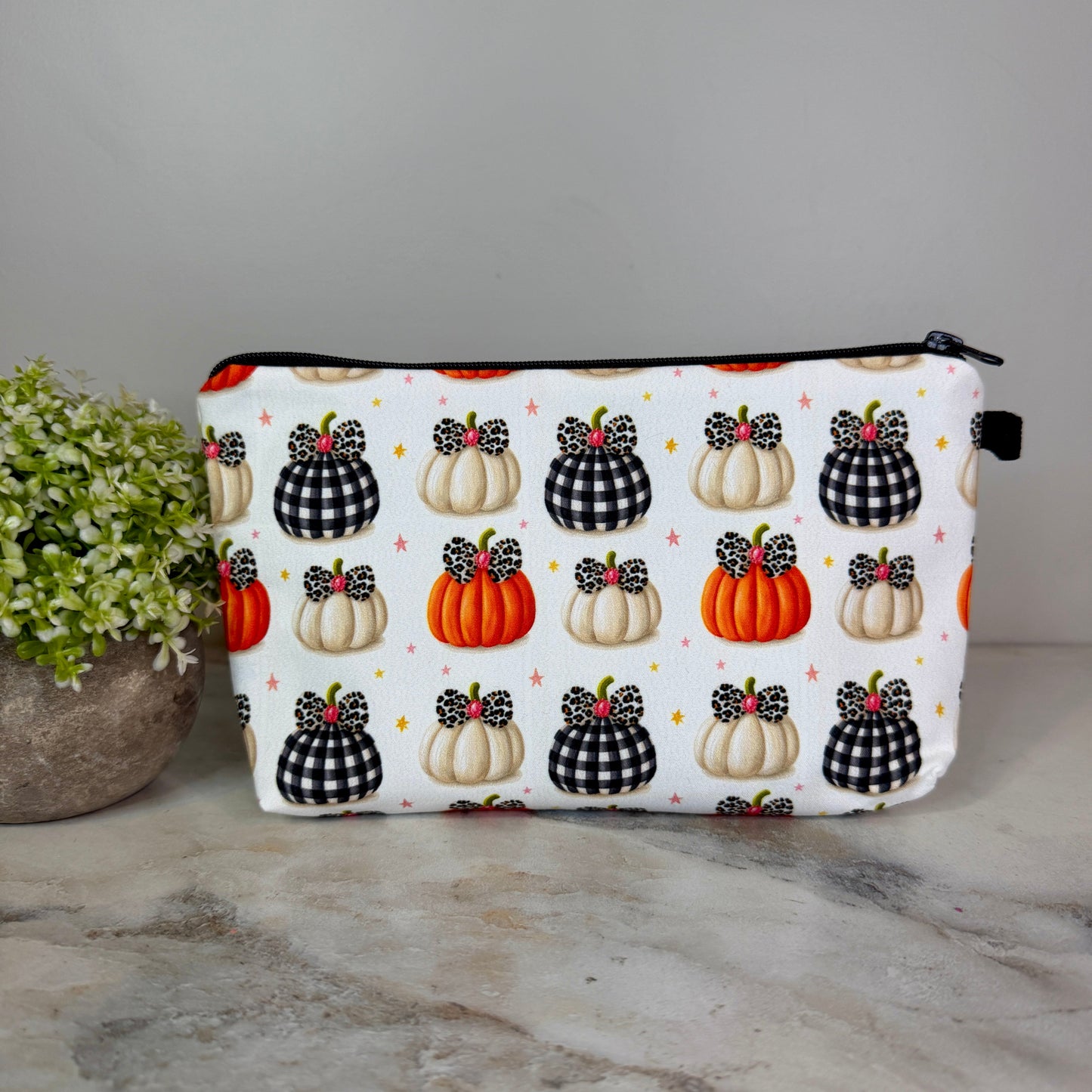 Pouch - Halloween Fall - Bow Plaid Pumpkins