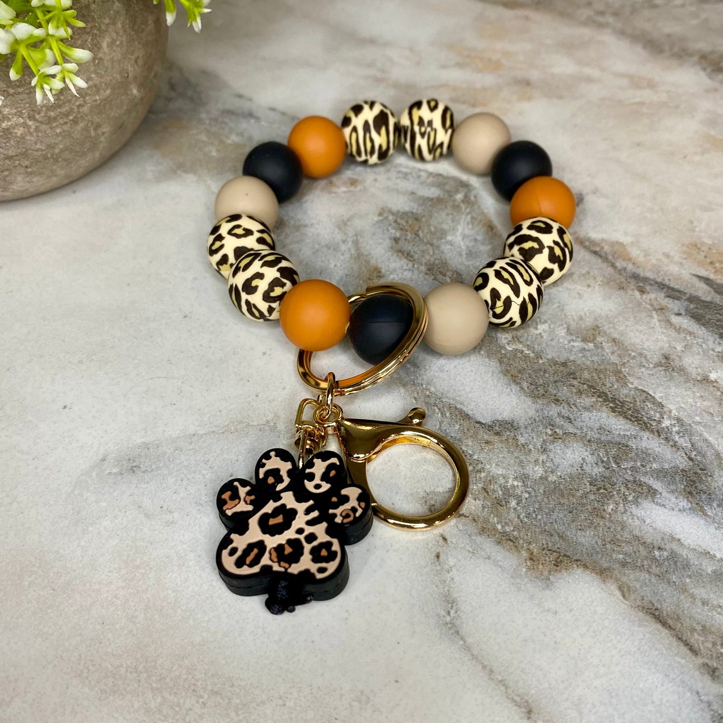 Silicone Bracelet Keychain - Dog Paw Animal Print #1