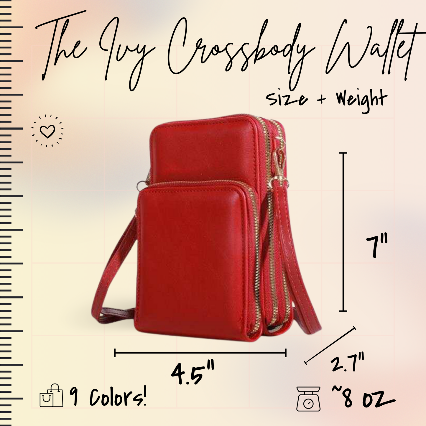 Ivy Crossbody Wallet + Purse - Red