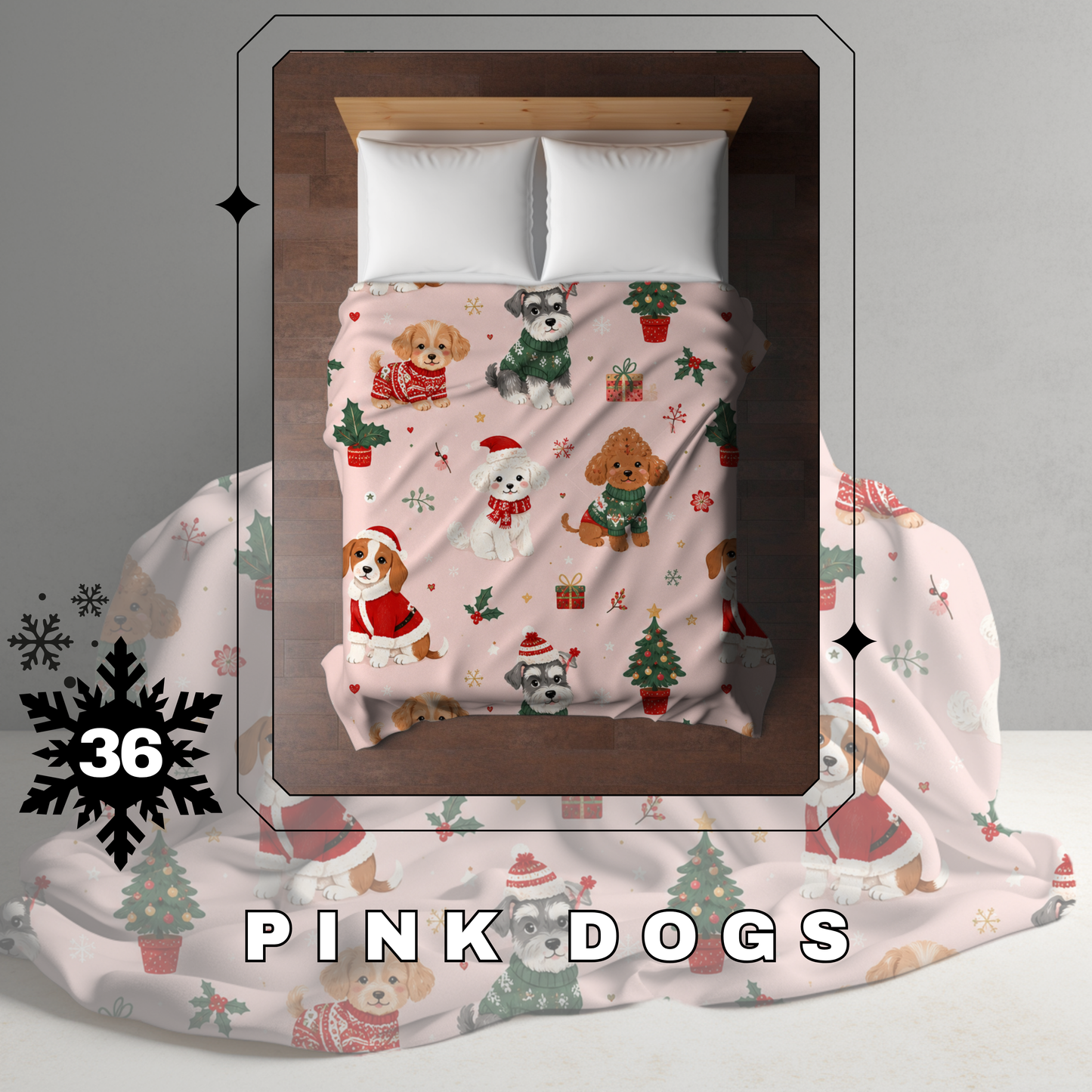 Blanket Christmas #36 - Pink Dogs - PREORDER