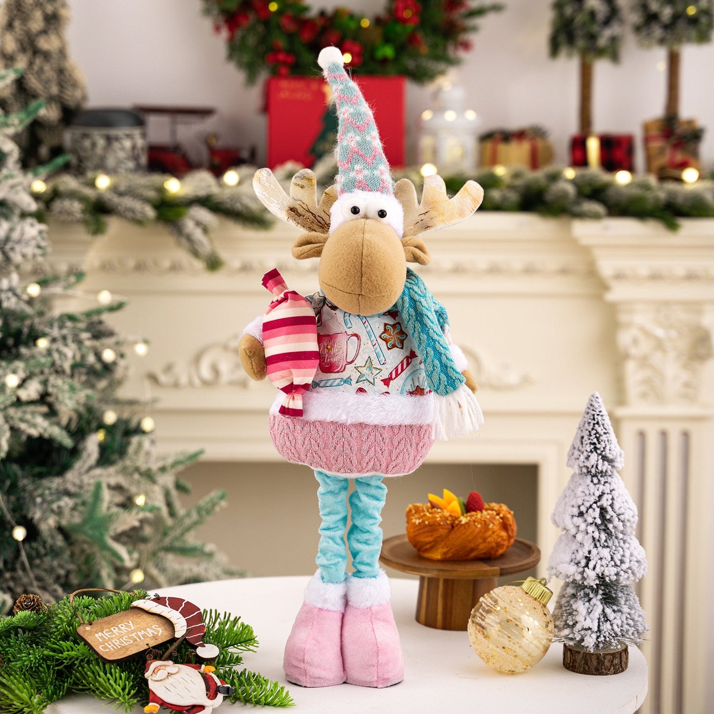 Telescopic Standing Christmas Decor - Pink & Blue