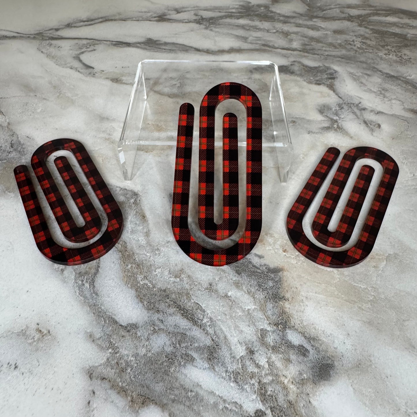 Jumbo Paperclip - Red & Black Plaid