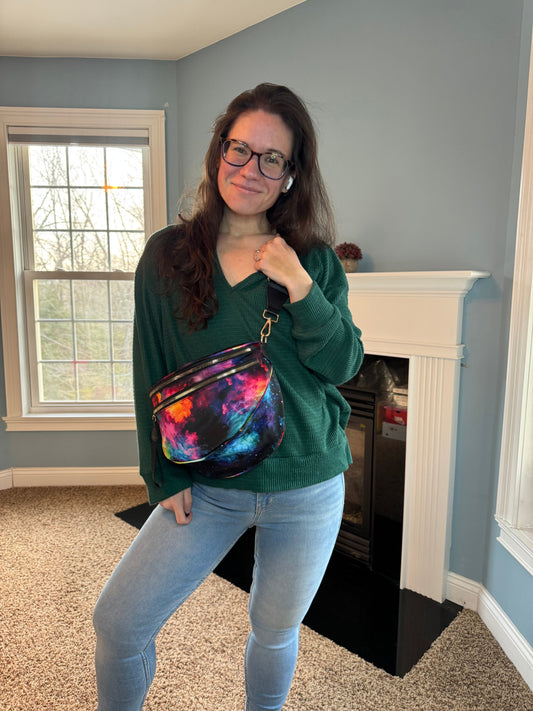 The Roni Nylon Crossbody - Pink Orange Galaxy