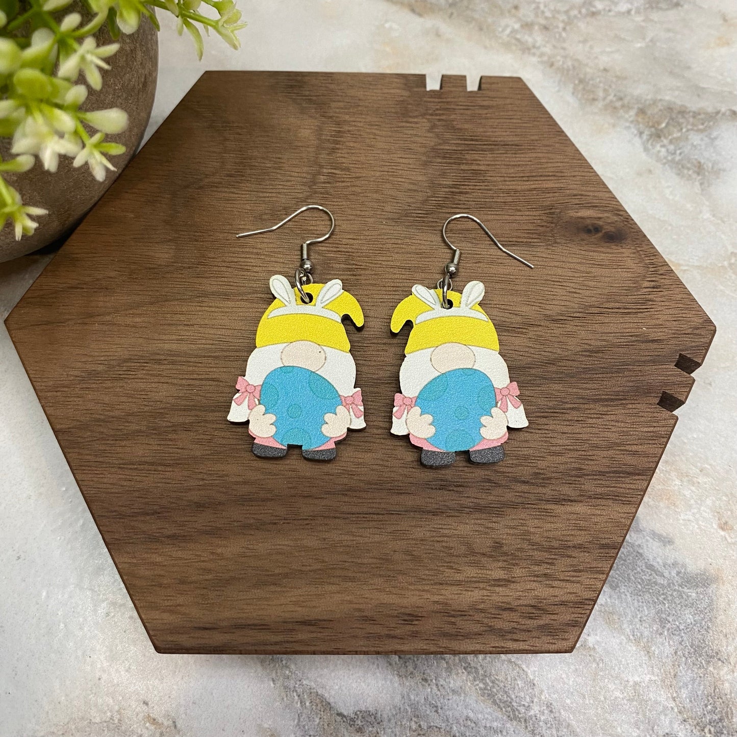 Wood Dangle Earring - Easter - #2