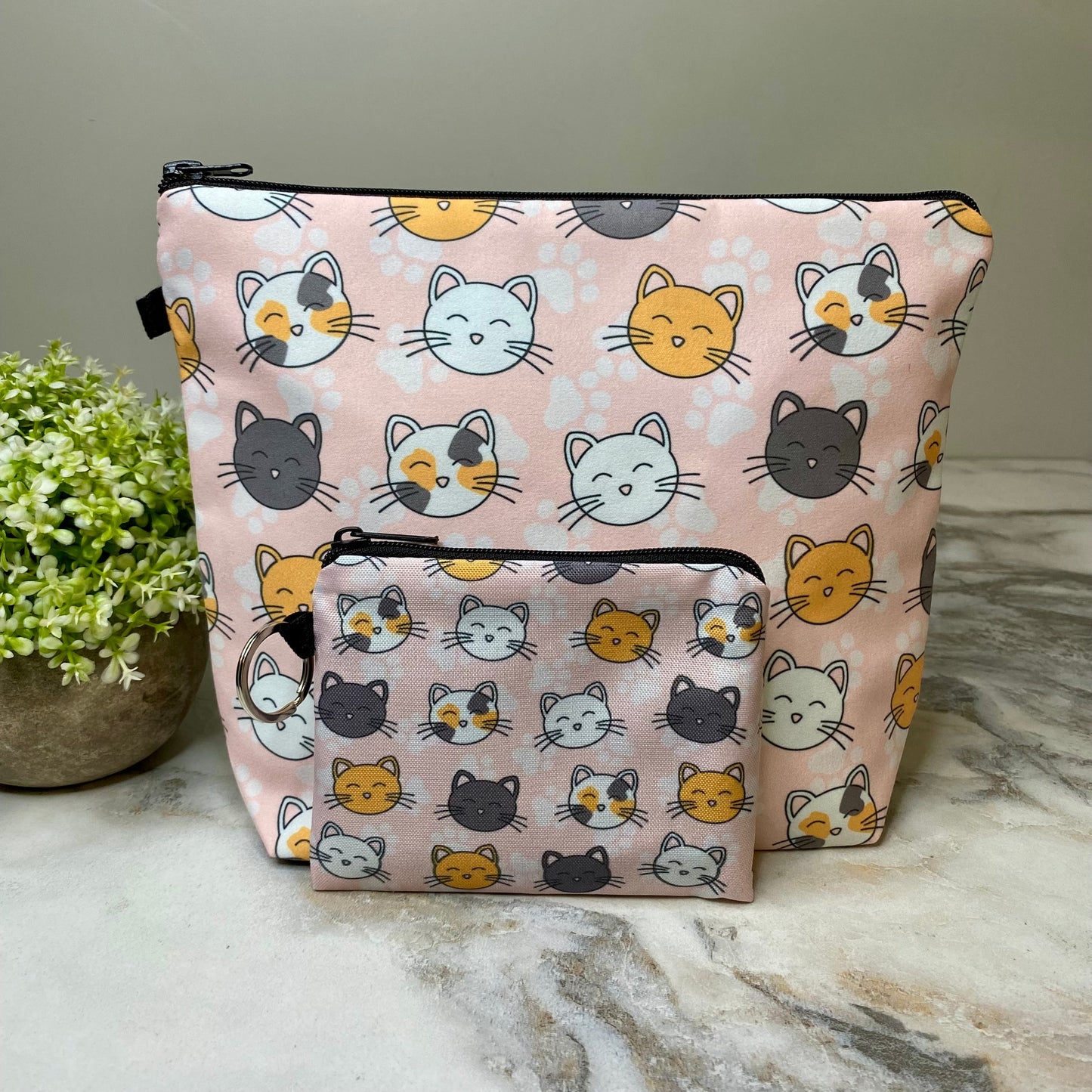 Pouch Xl & Mini Pouch Bundled Set - Cat Paw on Pink