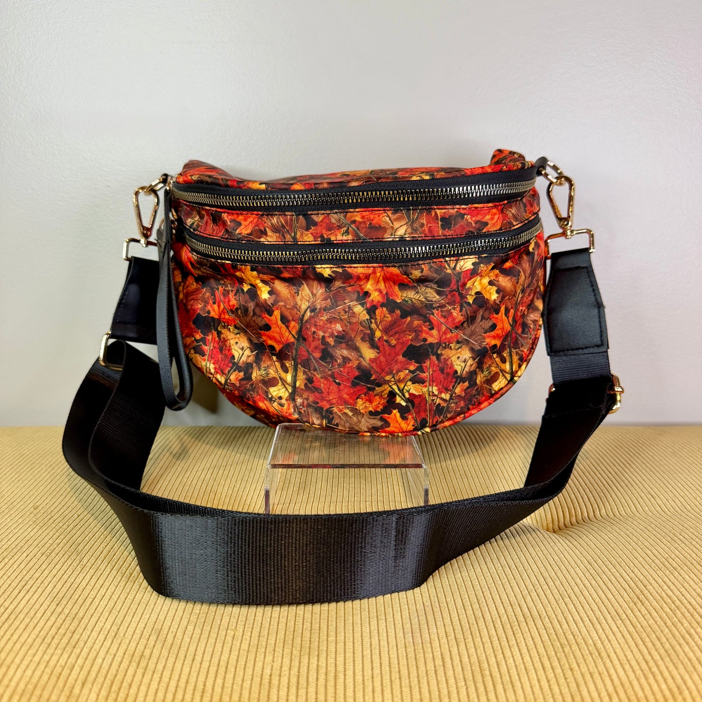 The Roni Nylon Crossbody - Camo Leaves Orange