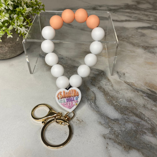 Silicone Bracelet Keychain - Teach - Orange Cream