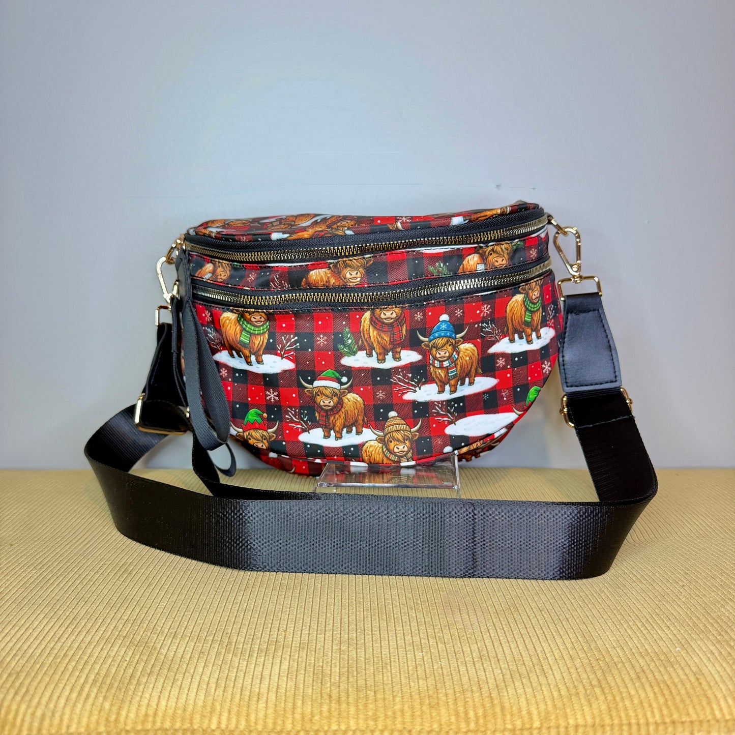 The Roni Nylon Crossbody - Christmas Winter Highland Cow