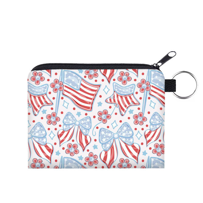 Mini Pouch - 4th Of July - Flag Bow Star