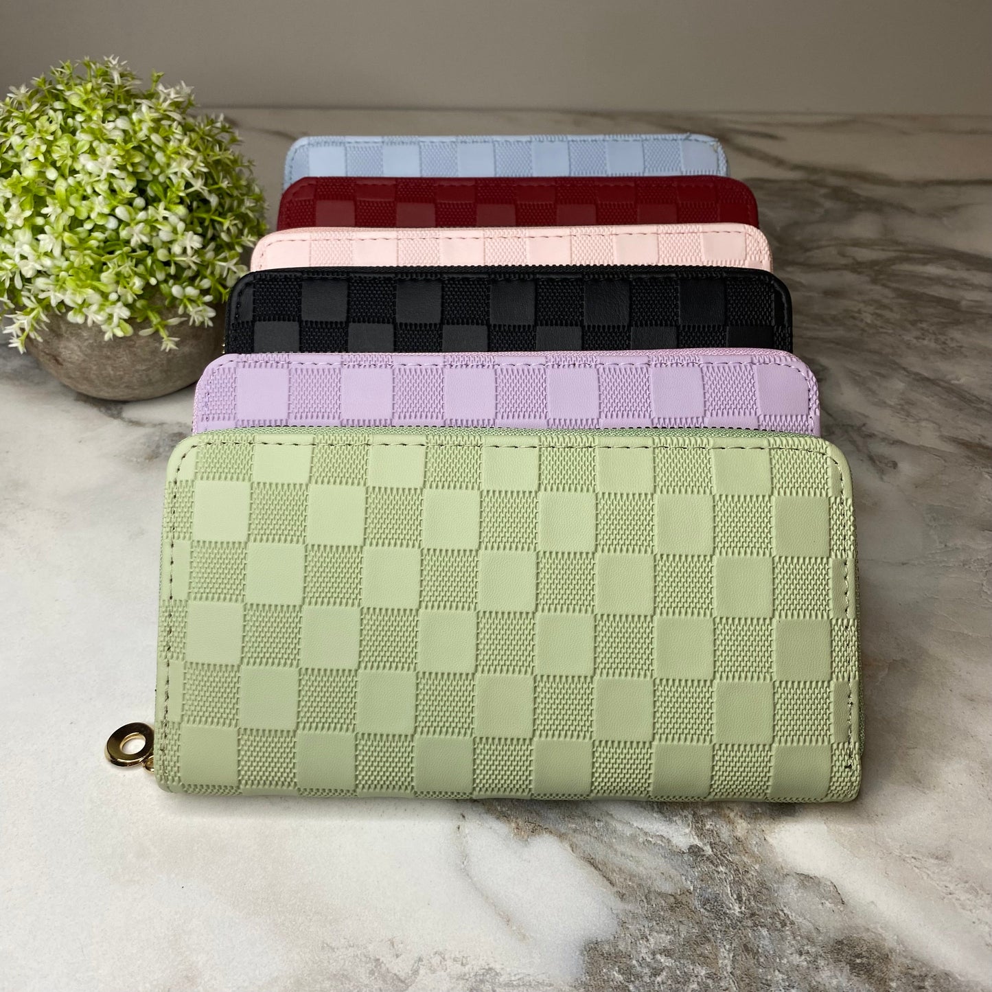 Wallet - Faux Leather - Checkered