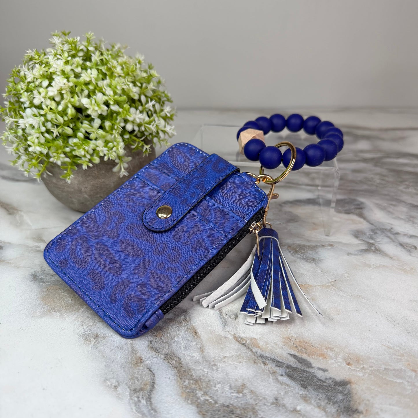 Bracelet Keychain & Card Holder Wallet - Animal Print