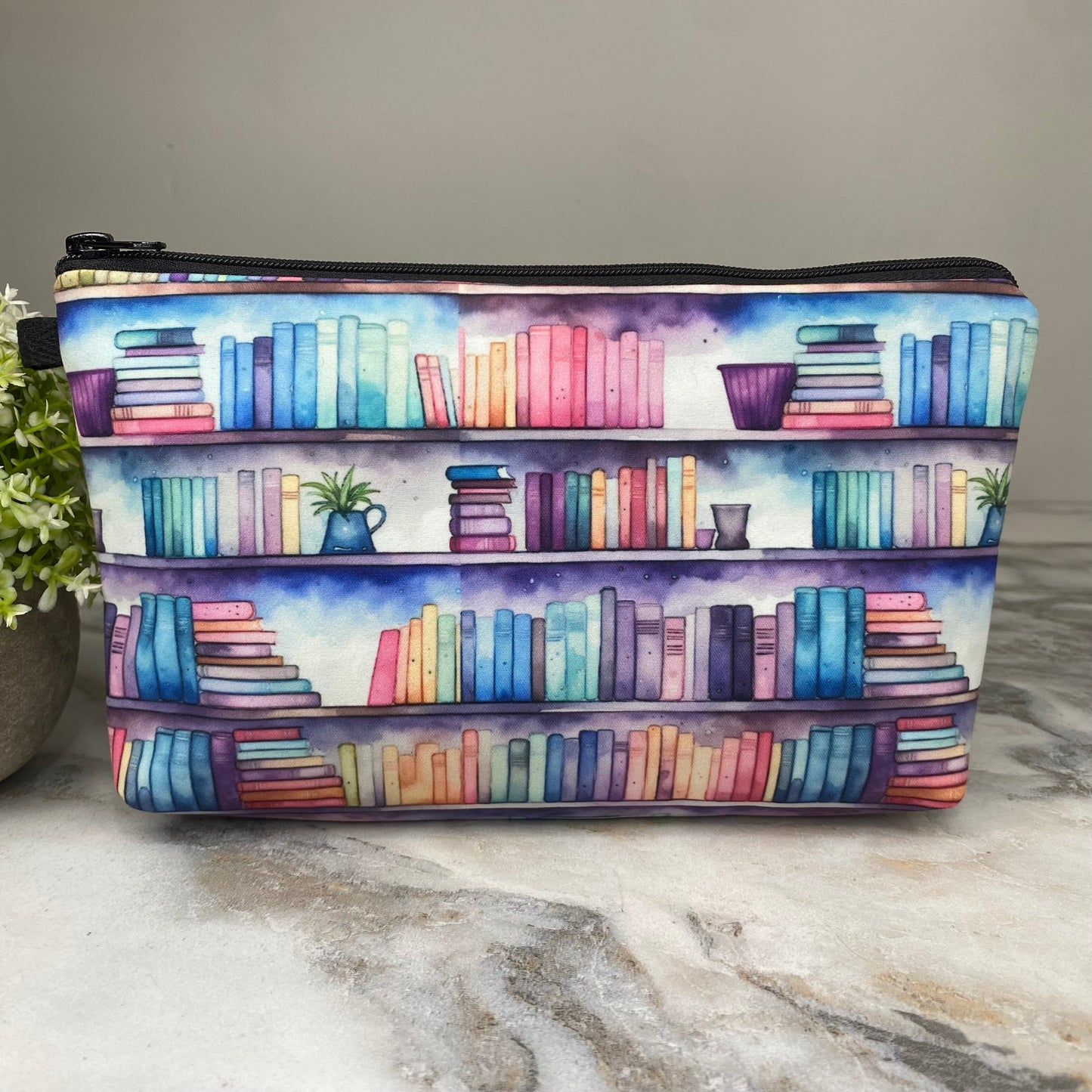 Pouch - Watercolor Book Shelves
