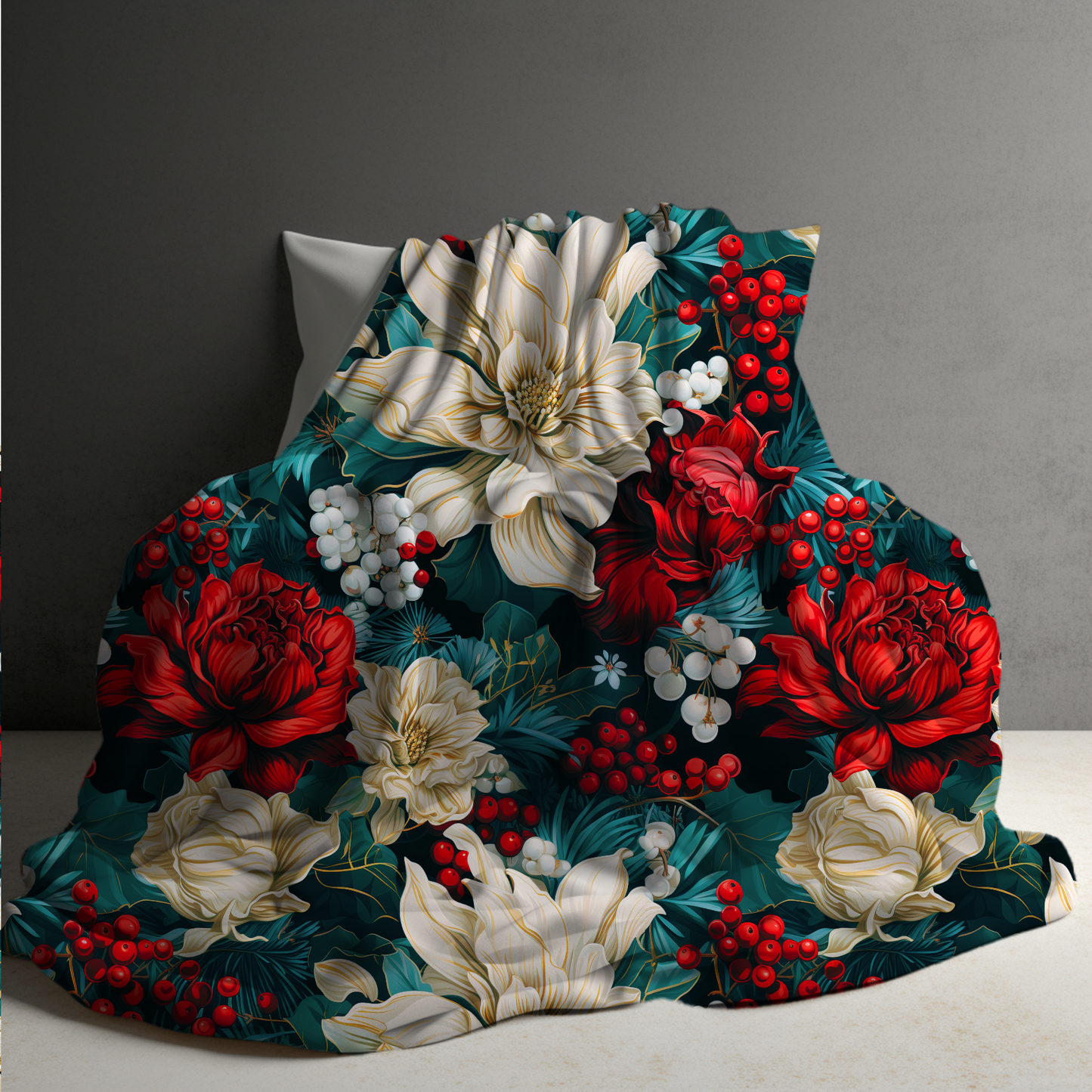 Blanket - Christmas - Bold Emerald Floral