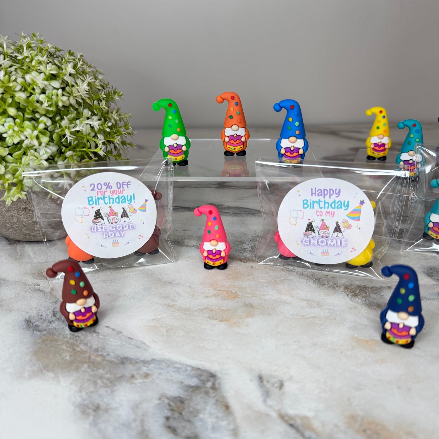 Gnome Figurines  - Birthday Assortment (3 pack) - Gnomies Sticker