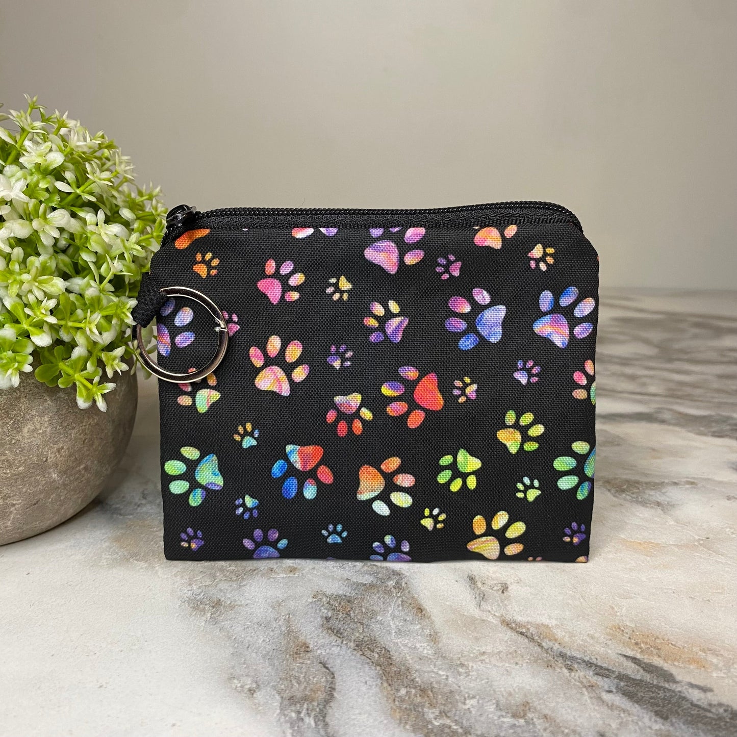 Mini Pouch - Black Rainbow Paw
