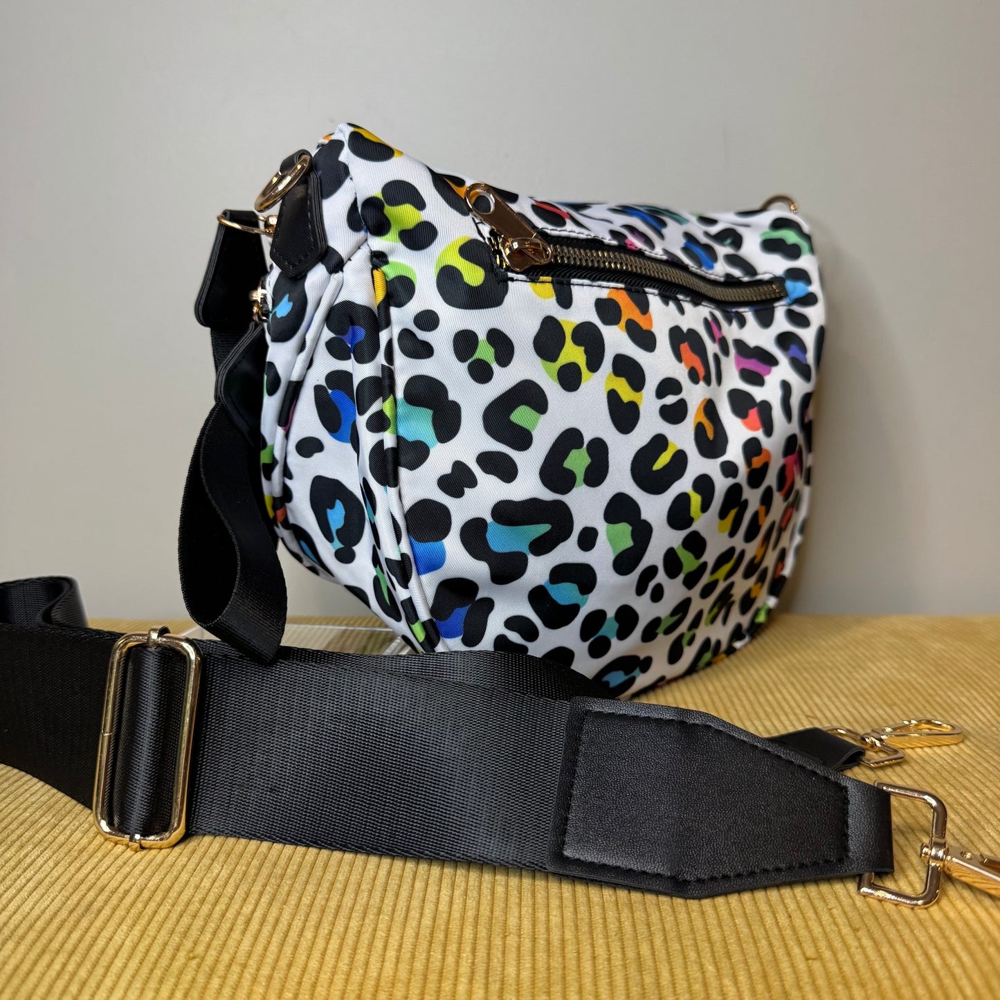 The Roni Nylon Crossbody - Rainbow Animal Print - PREORDER