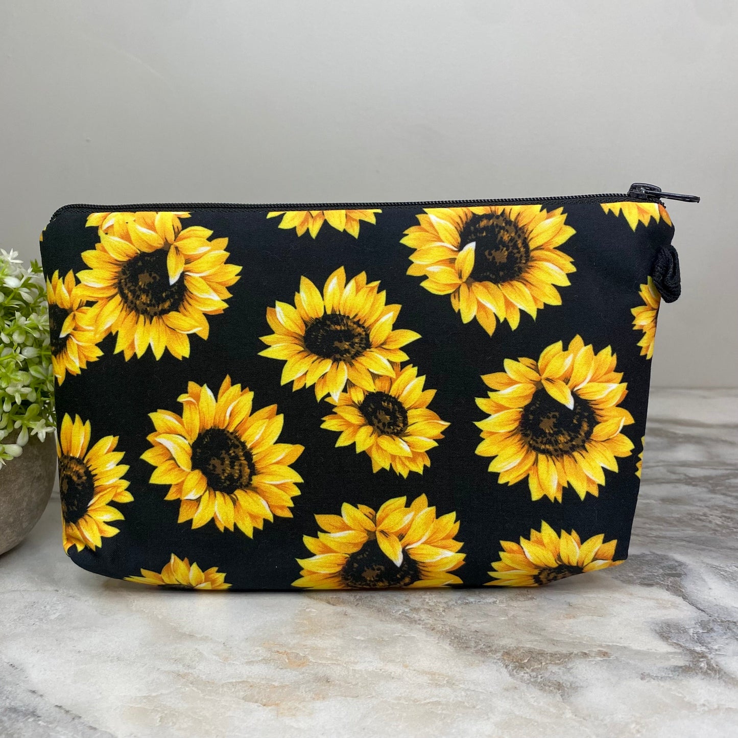 Pouch - Floral Sunflowers on Black