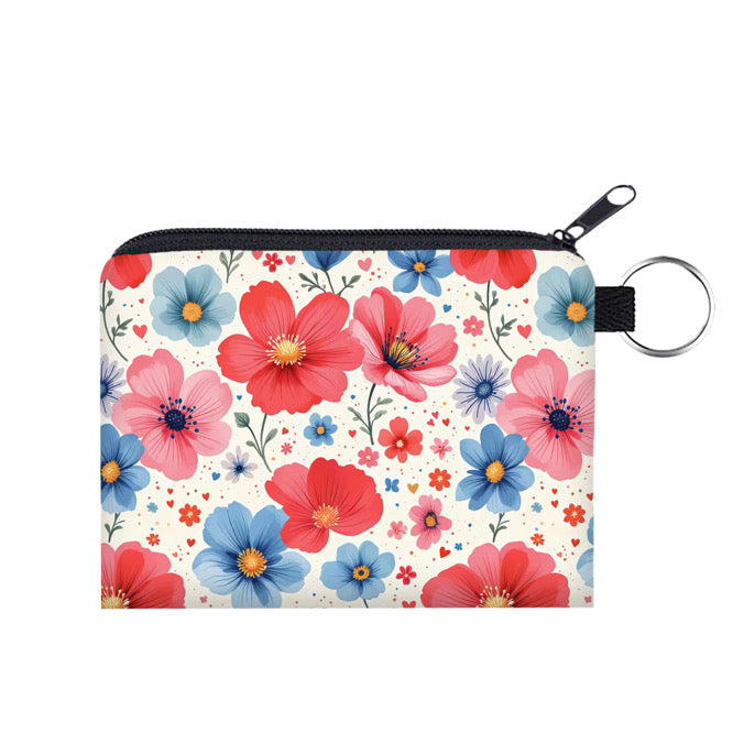Mini Pouch - Floral Red Blue