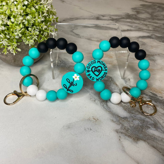 Silicone Bracelet Keychain - Mom Adult Fuck - Teal