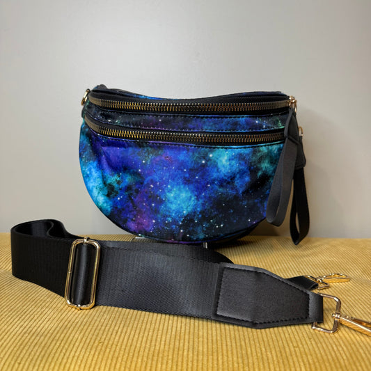 The Roni Nylon Crossbody - Blue Green Purple Galaxy