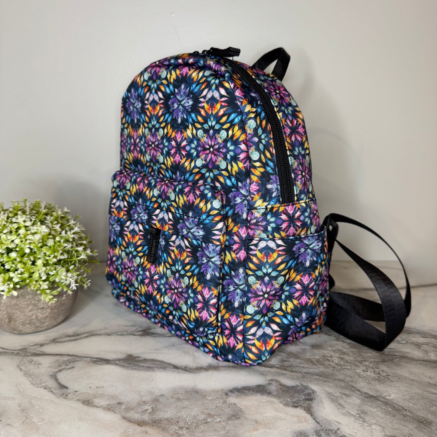 Mini Backpack - Bold Purple Orange Pink Tie Dye