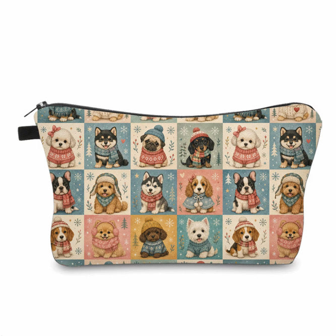 Pouch - Christmas Winter - Dog Squares