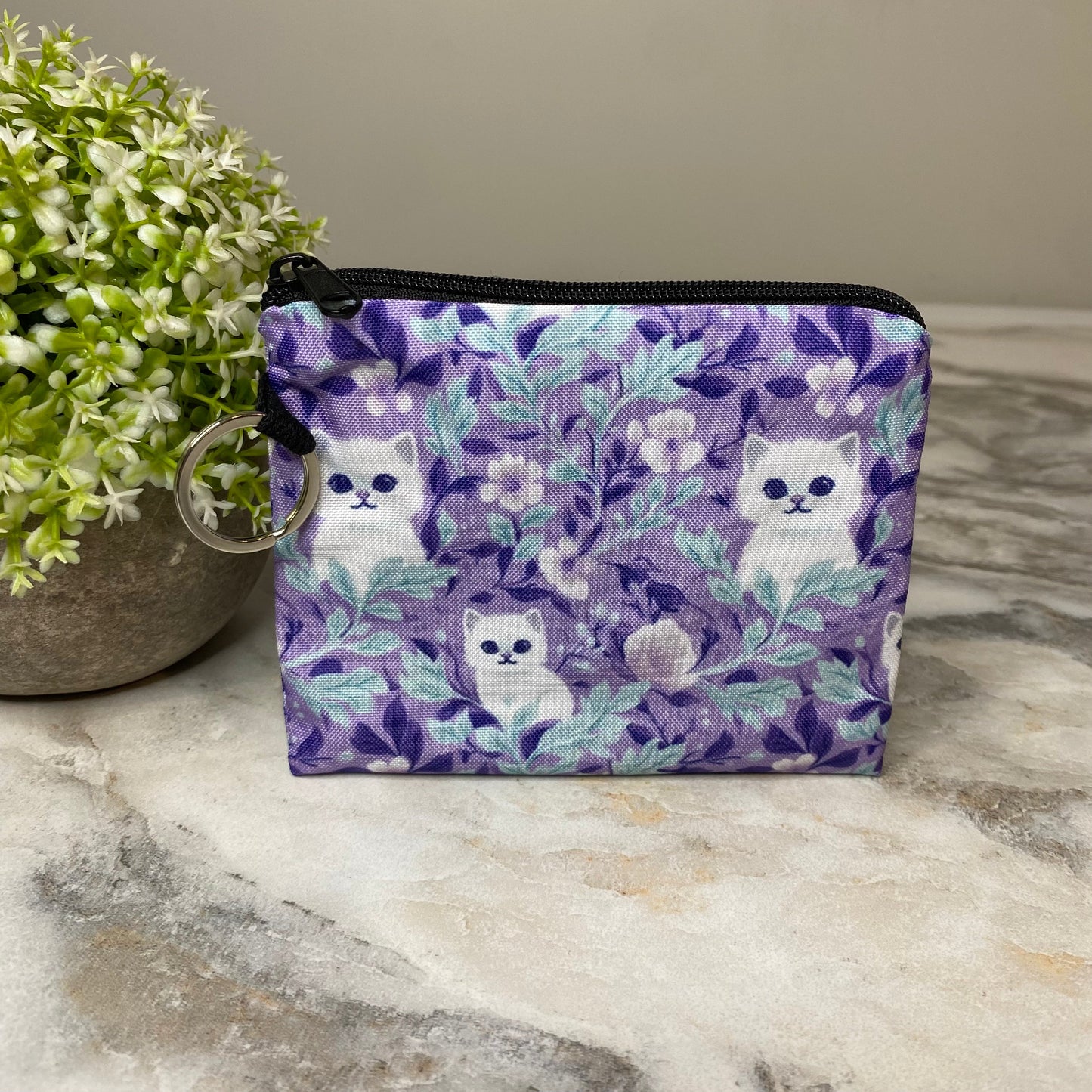 Mini Pouch - Cats Purple Turquoise