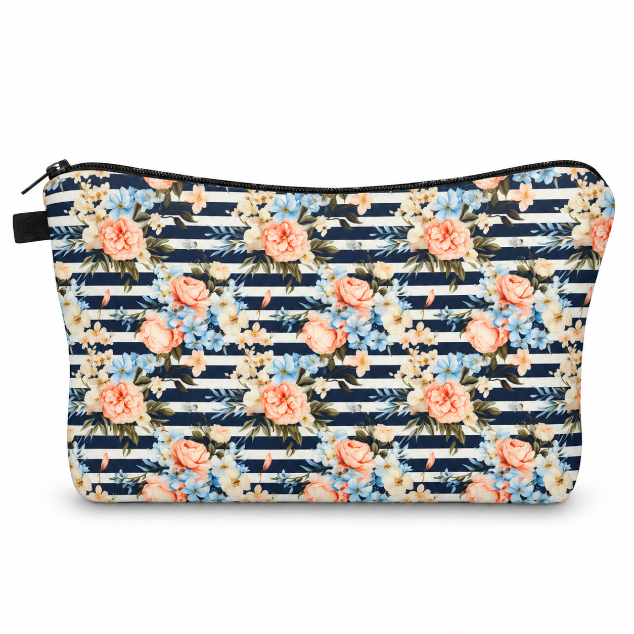 Pouch - Floral Navy Stripe