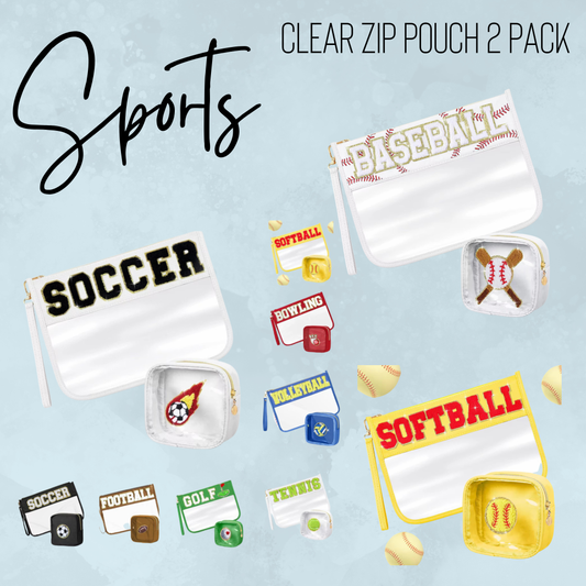 Sports Clear Zip Pouch 2 Pack - PREORDER 3/18-3/21