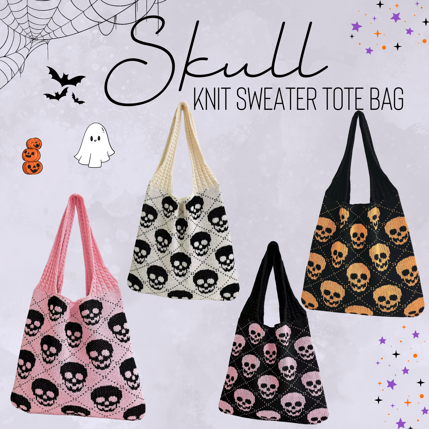 Tote Bag - Knit Sweater - Skull