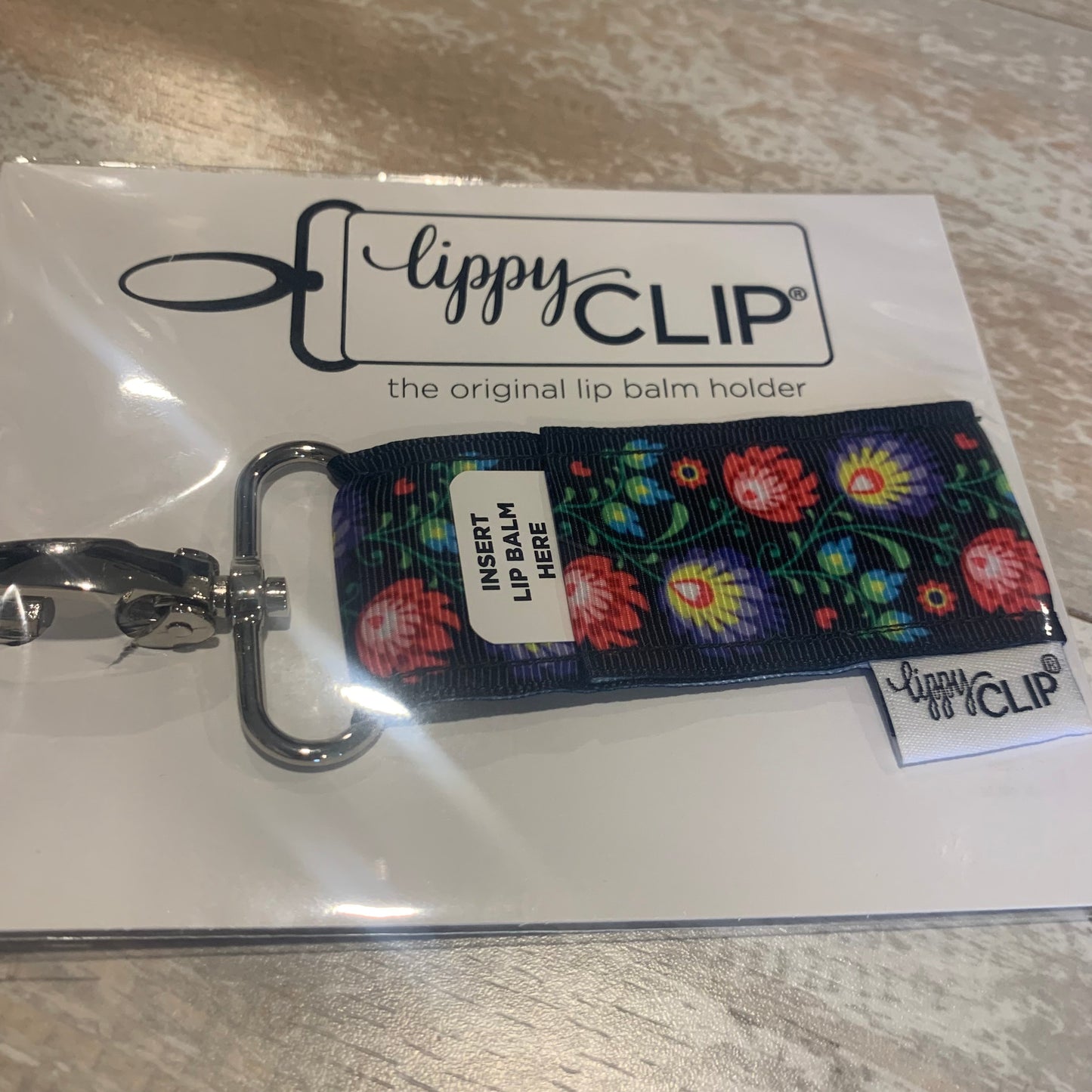 Floral On Black Lippy Clip