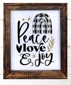 Peace Love and Joy Rainbow Wooden Sign